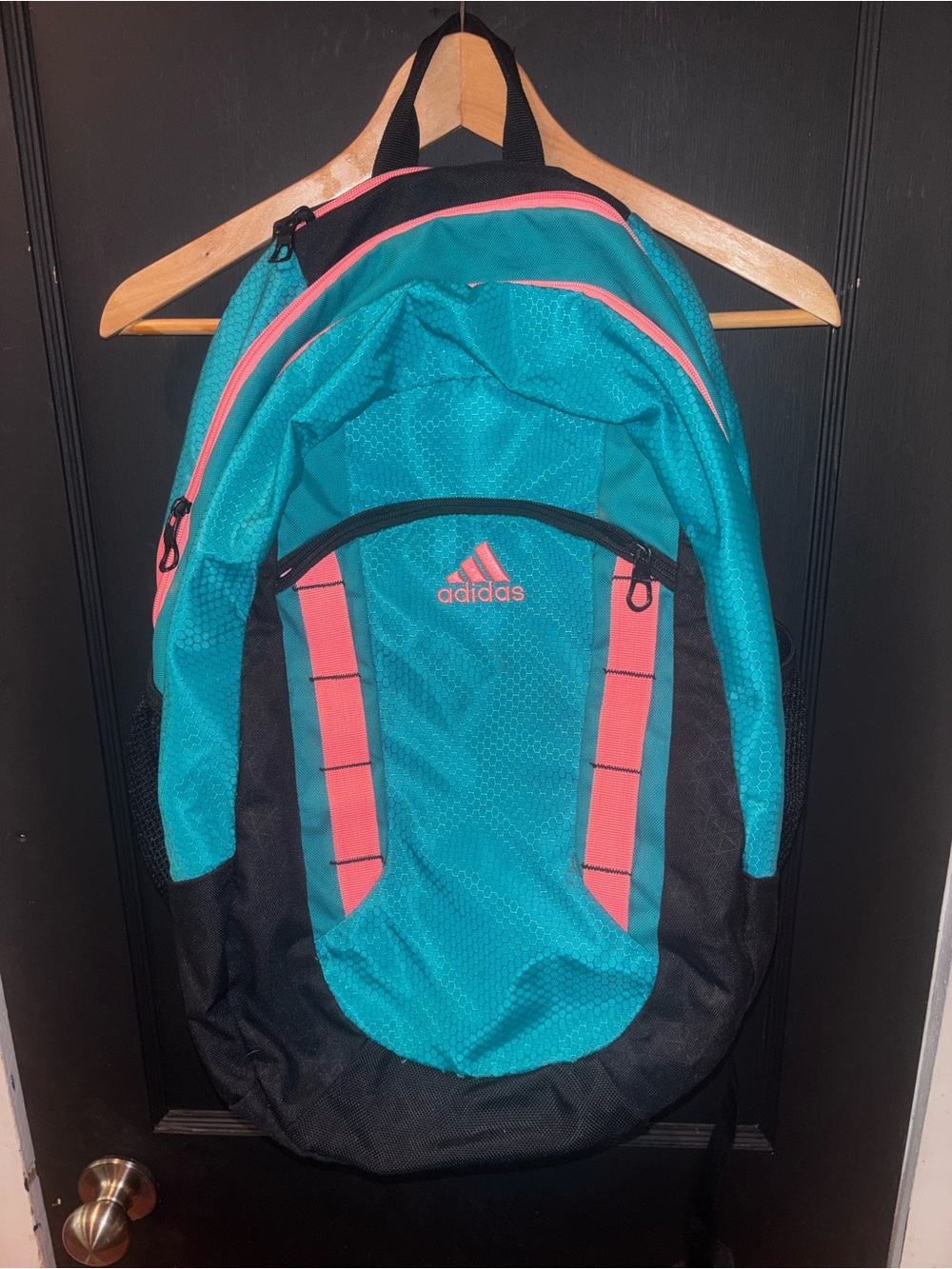 Adidas Teal Pink Honeycomb Load Spring Backpack Gym School Bag Padded